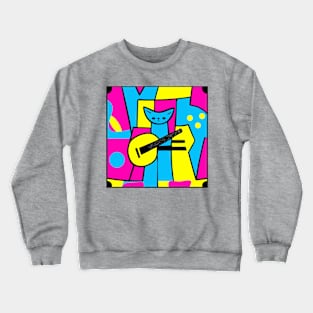 Retro Guitar Kitty Crewneck Sweatshirt